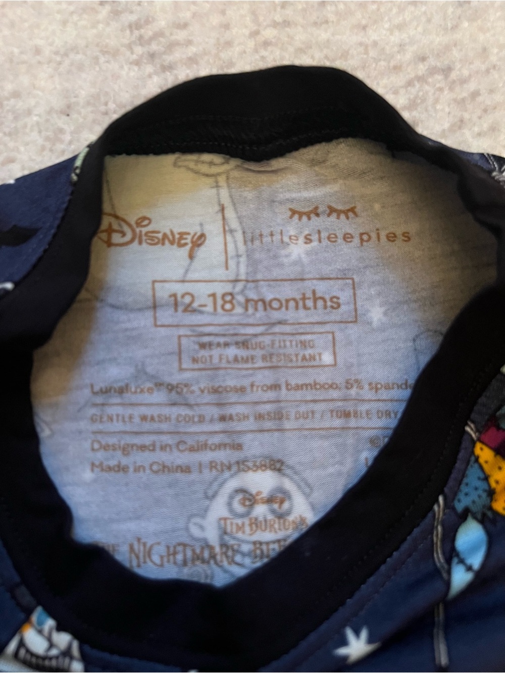 Little Sleepies Nightmare Before Christmas Bamboo 2P Pajamas (12-18 months) - Picture 5 of 6